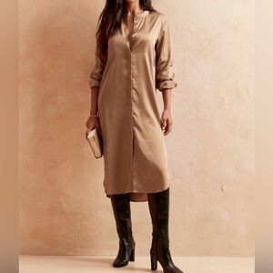 Banana Republic Long Sleeve Tan Dress